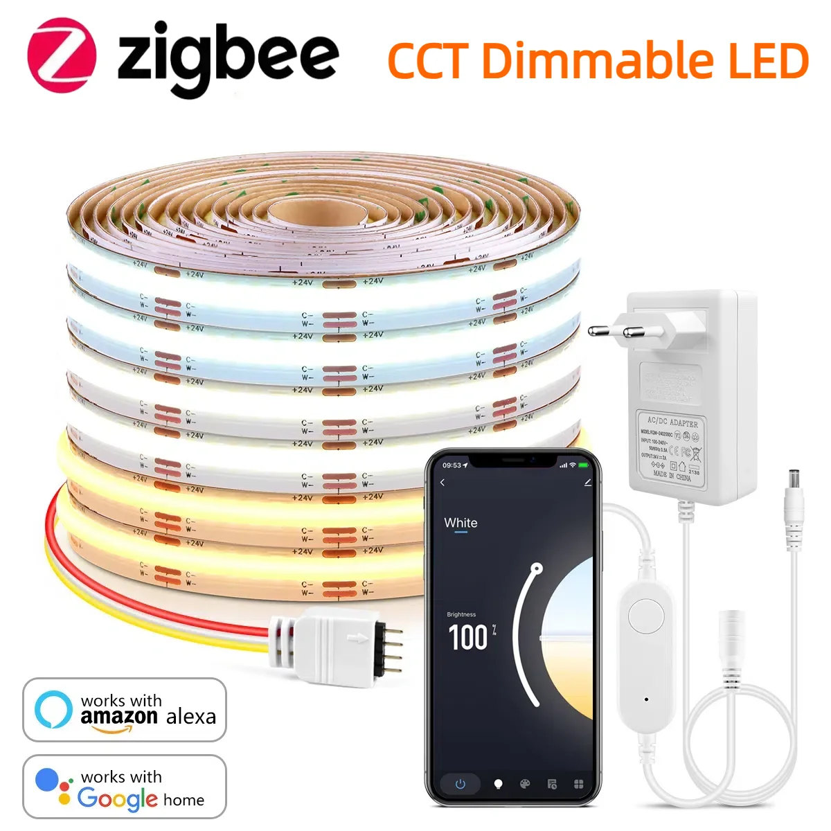 Smart Home Hub Matter - Zigbee 3.0 CCT 2700K-6500K Dimmable COB