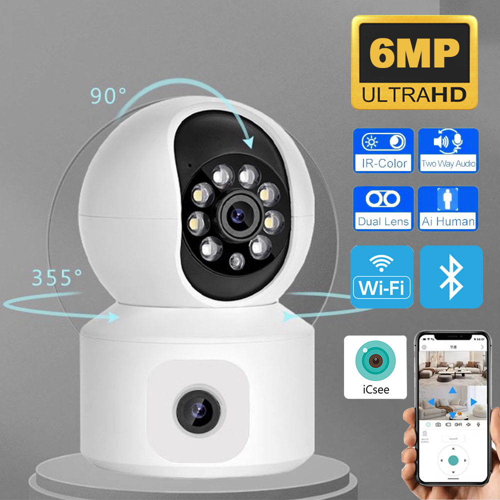 6MP ICSEE WiFi IP Camera Dual  - Smart Home Battery Camera Ezviz 评论和价格