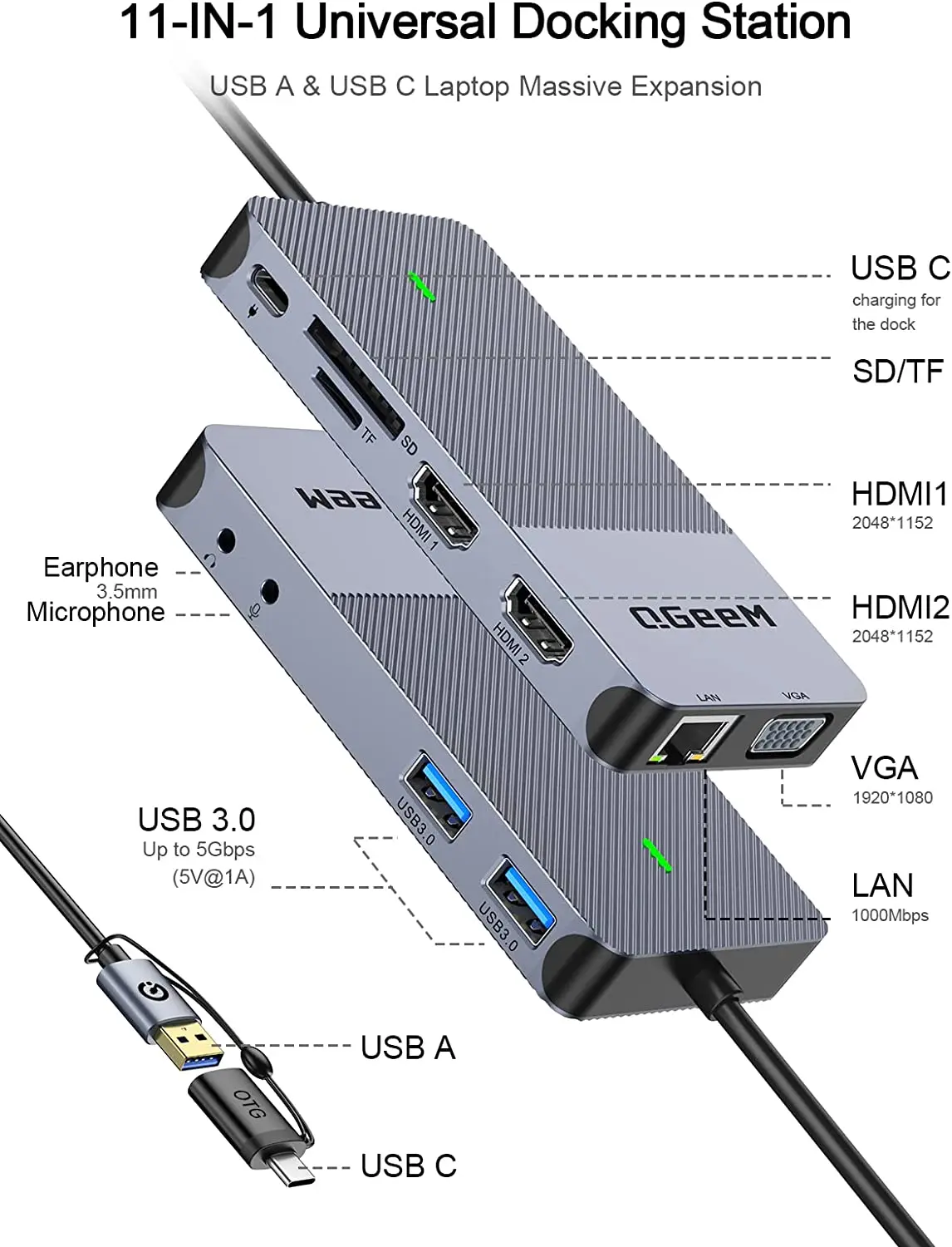 QGeeM USB 3.0 Docking Station, - Smart Home Hub 2 评论和价格