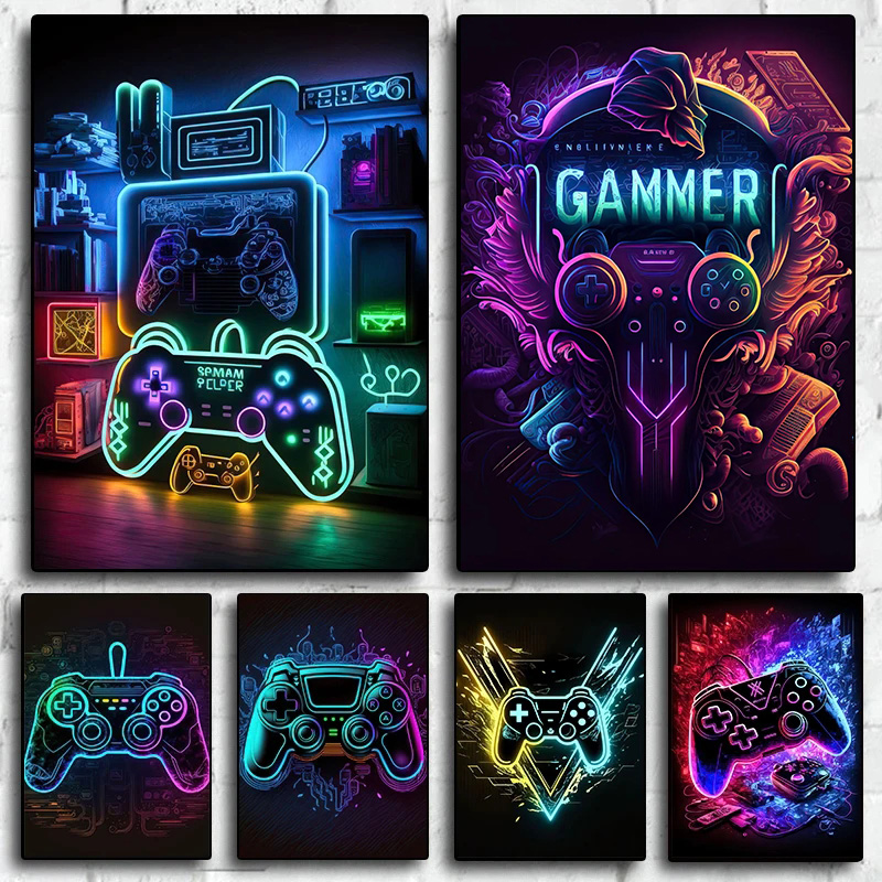 Neon Pop Cool Gaming Wall Art  - Smart Home Poster 评论和价格